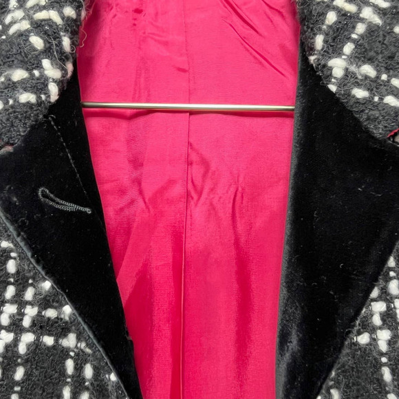 Algo Switzerland Wool Blazer in Black and White Red Accents Velvet Trim  XS - Picture 7 of 15